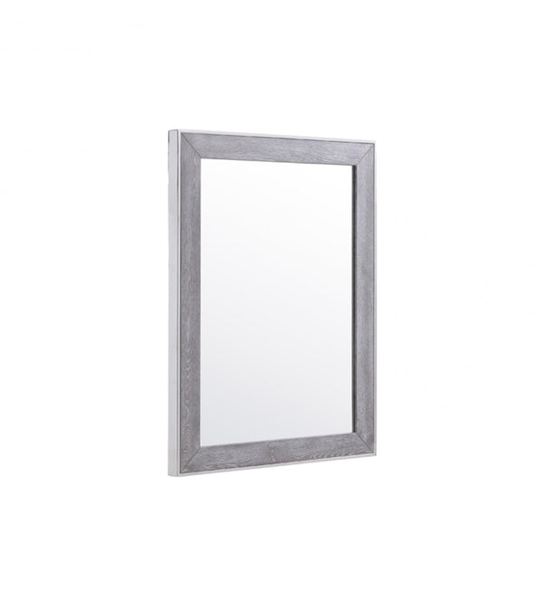 Homeroots 40" Gray And Silver Wood And Metal Framed Accent Mirror  Glass,Veneer,Steel 510896