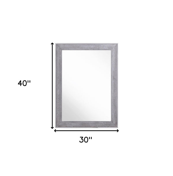 Homeroots 40" Gray And Silver Wood And Metal Framed Accent Mirror  Glass,Veneer,Steel 510896