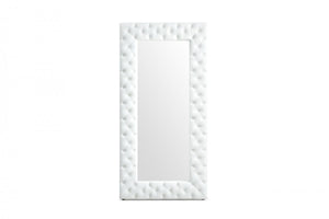 Homeroots 80" White Faux Leather Framed Leaning Accent Mirror  Glass,Mdf,Faux Leather 510897