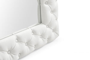 Homeroots 80" White Faux Leather Framed Leaning Accent Mirror  Glass,Mdf,Faux Leather 510897