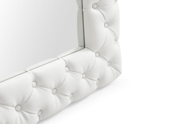 Homeroots 80" White Faux Leather Framed Leaning Accent Mirror  Glass,Mdf,Faux Leather 510897