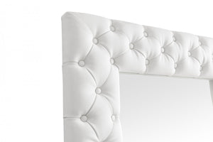 Homeroots 80" White Faux Leather Framed Leaning Accent Mirror  Glass,Mdf,Faux Leather 510897