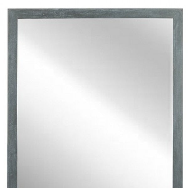 Homeroots 40" Dark Gray Solid Wood Framed Accent Mirror  Glass,Veneer 510900