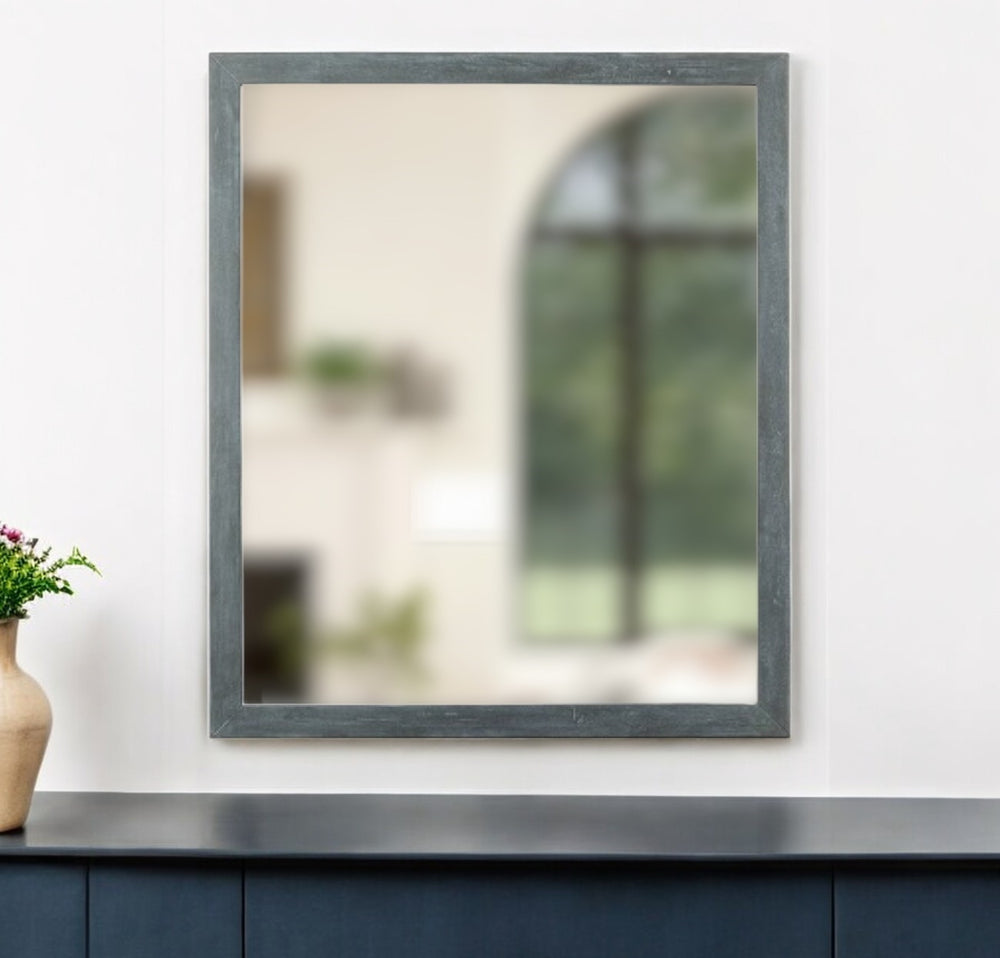 Homeroots 40" Dark Gray Solid Wood Framed Accent Mirror  Glass,Veneer 510900
