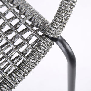 Homeroots Five Piece Gray And Gray And Black Round Stone Dining Set With Four Chairs  Stone,Eucalyptus,Rope 510903