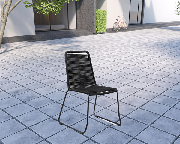 Homeroots Five Piece Brown And Black Solid Wood Dining Set With Four Chairs  Steel,Eucalyptus,Rope 510906