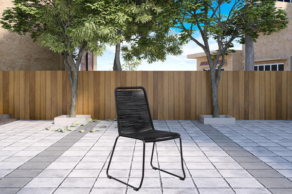 Homeroots Three Piece Gray And Black Round Stone Dining Set With Two Chairs  Stone,Eucalyptus,Rope 510910