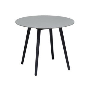 Homeroots Three Piece Gray And Black Round Stone Dining Set With Two Chairs  Stone,Eucalyptus,Rope 510910