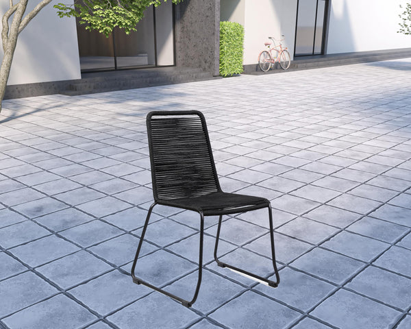 Homeroots Five Piece Gray And Black Round Stone Dining Set With Four Chairs  Stone,Eucalyptus,Rope 510914