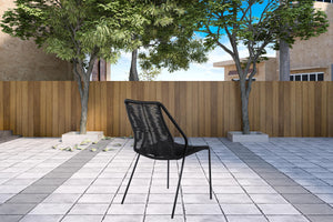 Homeroots Three Piece Gray And Black Round Stone Dining Set With Two Chairs  Stone,Eucalyptus,Rope 510918