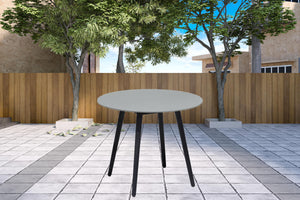 Homeroots Three Piece Gray And Black Round Stone Dining Set With Two Chairs  Stone,Eucalyptus,Rope 510920