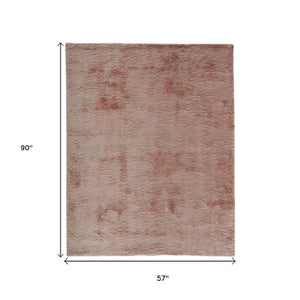 Homeroots 5' Handmade Pink Shag Area Rug - Luxurious Tufted Design For Cozy Living Spaces And Decor Accents 5' X 8' Polyester 510942