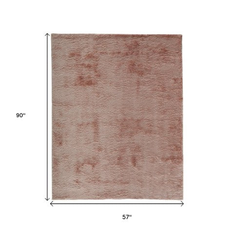 Homeroots 5' Handmade Pink Shag Area Rug - Luxurious Tufted Design For Cozy Living Spaces And Decor Accents 5' X 8' Polyester 510942