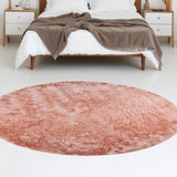 Homeroots 8' Pink Round Shag Tufted Handmade Area Rug Pink Polyester 510945