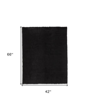 Homeroots 4' X 6' Black Shag Tufted Handmade Area Rug Black Polyester 510948