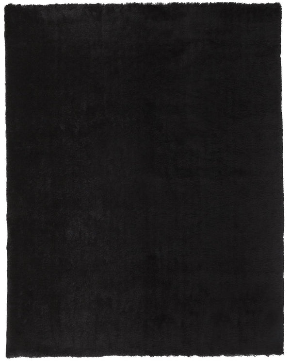 Homeroots 5' X 8' Black Shag Tufted Handmade Area Rug Black Polyester 510949