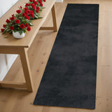 Homeroots 6' Runner Black Shag Hand Tufted Runner Rug Black Cotton Blend 510951