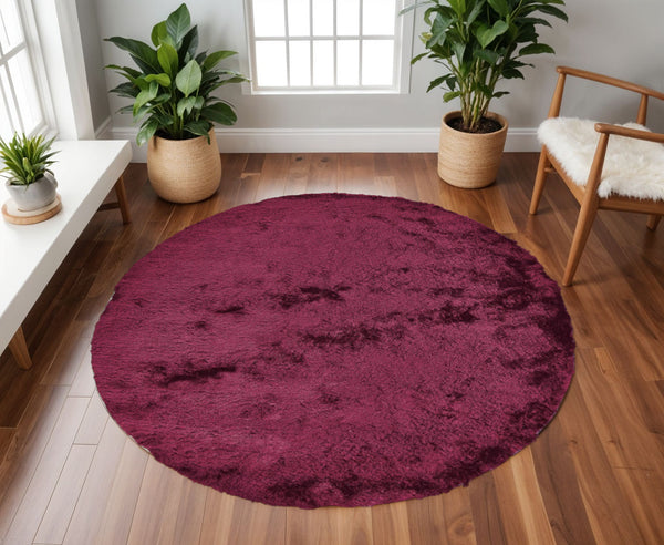 Homeroots 5' Handmade Pink Shag Area Rug - Luxurious Tufted Design For Cozy Living Spaces And Decor Accents 10' Round Polyester 510960