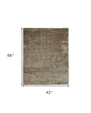 Homeroots 4' X 6' Tan And Taupe Shag Tufted Handmade Area Rug Tan,Taupe Polyester 510962