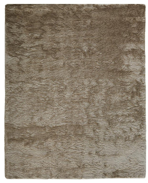 Homeroots 8' X 10' Tan And Taupe Shag Tufted Handmade Area Rug Tan,Taupe Polyester 510964