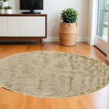 Homeroots 8' Taupe Shag Hand Tufted Round Rug Tan,Taupe Polyester 510966