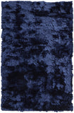 Homeroots 4' X 6' Blue And Black Shag Tufted Handmade Area Rug Blue,Black Polyester 510969