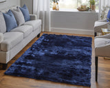 Homeroots 4' X 6' Blue And Black Shag Tufted Handmade Area Rug Blue,Black Polyester 510969