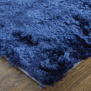 Homeroots 4' X 6' Blue And Black Shag Tufted Handmade Area Rug Blue,Black Polyester 510969