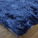 Homeroots 4' X 6' Blue And Black Shag Tufted Handmade Area Rug Blue,Black Polyester 510969