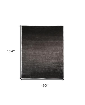 Homeroots 8' X 10' Gray And Black Shag Tufted Handmade Area Rug Gray,Black Polyester 510978