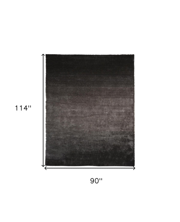 Homeroots 8' X 10' Gray And Black Shag Tufted Handmade Area Rug Gray,Black Polyester 510978