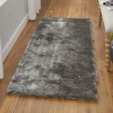 Homeroots 6' Charcoal Shag Hand Tufted Runner Rug Gray,Black Cotton Blend 510979