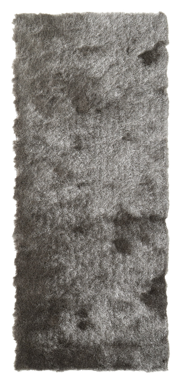 Homeroots 6' Charcoal Shag Hand Tufted Runner Rug Gray,Black Cotton Blend 510979
