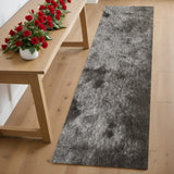 Homeroots 6' Charcoal Shag Hand Tufted Runner Rug Gray,Black Cotton Blend 510979