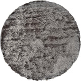 Homeroots 8' Gray And Black Shag Hand Tufted Round Rug Gray,Black Polyester 510980