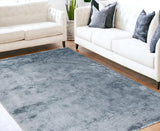 Homeroots 5' X 8' Blue And Silver Shag Tufted Handmade Area Rug Blue,Silver Polyester 510984