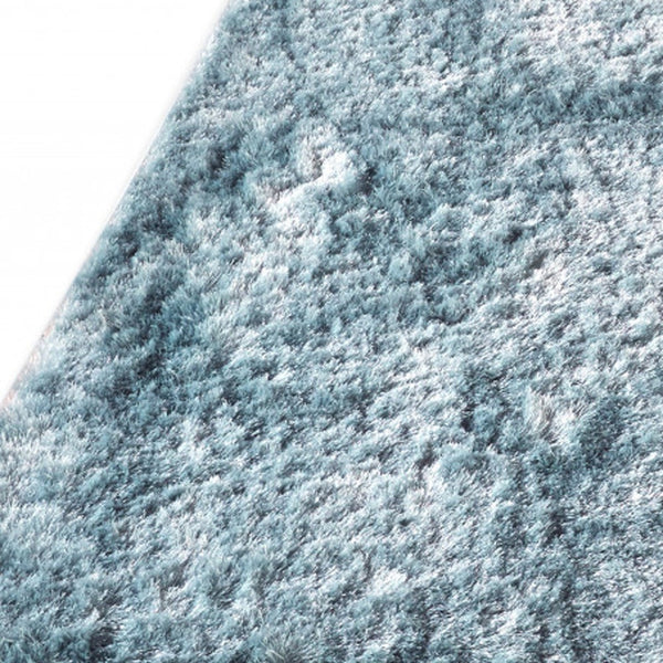 Homeroots 5' X 8' Blue And Silver Shag Tufted Handmade Area Rug Blue,Silver Polyester 510984