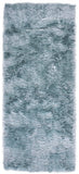 Homeroots 6' Blue And Silver Shag Tufted Handmade Runner Rug Blue,Silver Polyester 510986