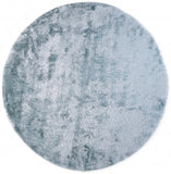 Homeroots 8' Blue And Silver Shag Hand Tufted Round Rug Blue,Silver Polyester 510987