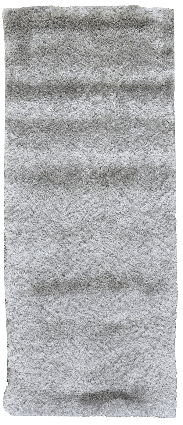 Homeroots 6' Gray Shag Hand Tufted Runner Rug Gray,Silver Cotton Blend 510993