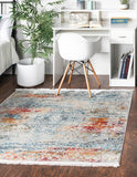 Unique Loom Baracoa Panamericana Machine Made Medallion Rug Cream, Blue/Orange/Red/Gray/Gold 8' 2" x 8' 2"