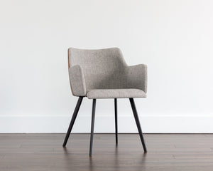 Sunpan GRIFFIN Dining Armchair - Elegant Two-Tone November Grey & Bravo Cognac for Modern Spaces 105083