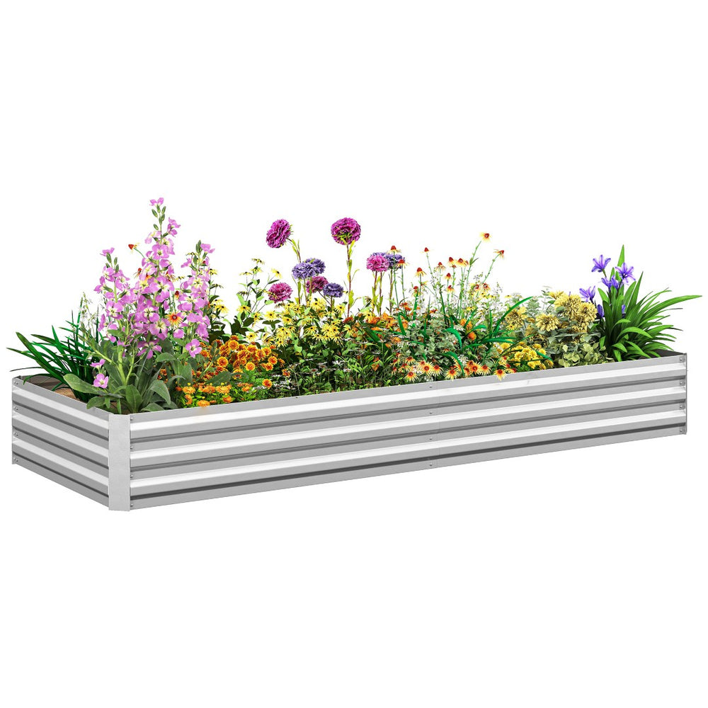 English Elm Outsunny Galvanized Steel Raised Garden Bed Rust Resistant Outdoor Planter Box W2225P485540