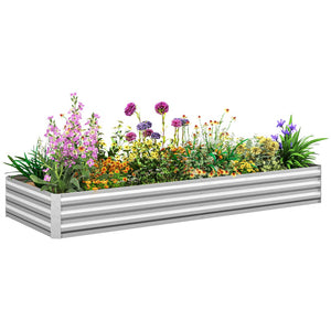 English Elm Outsunny Galvanized Steel Raised Garden Bed Rust Resistant Outdoor Planter Box W2225P485540