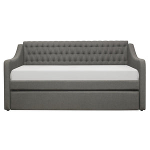 English Elm 1pc Tufted Flannel Upholstered Daybed with Pull Out Trundle for Guest or Living Room B011S02098