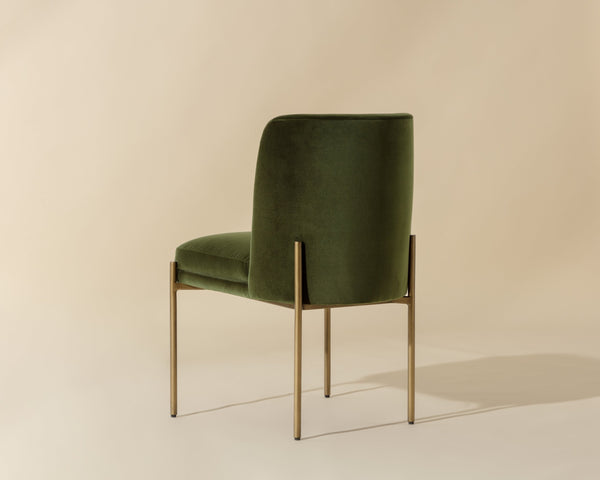 Sunpan Richie Dining Chair - Luxurious Forest Green Upholstery With Antique Brass Legs For Elegant Dining Green Fabric 111545