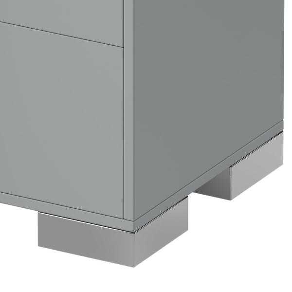 English Elm Modern Two Drawer Nightstand with Slim Metal Legs and Mirrored Bar Handles for Bedroom Grey W5271P416539