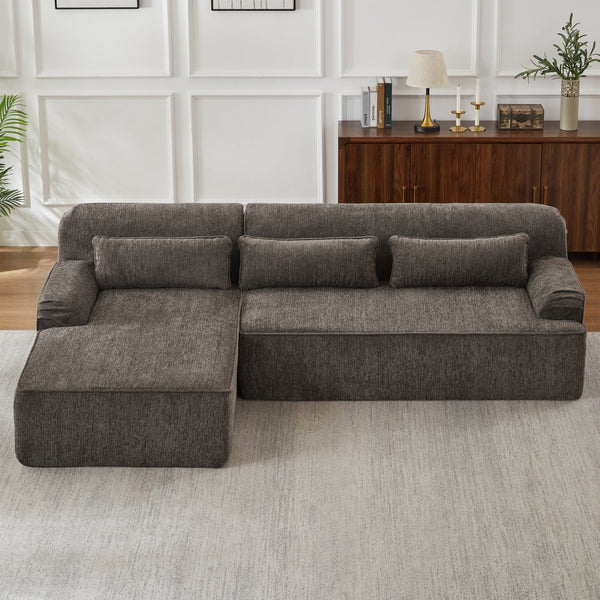 English Elm Chenille Oversized L-Shape Luxury Sectional Sofa - Minimalist, Comfy Sleeper Couch For Stylish Spaces W2339S00066