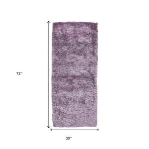 Homeroots 5' Handmade Pink Shag Area Rug - Luxurious Tufted Design For Cozy Living Spaces And Decor Accents Purple Polyester 511000