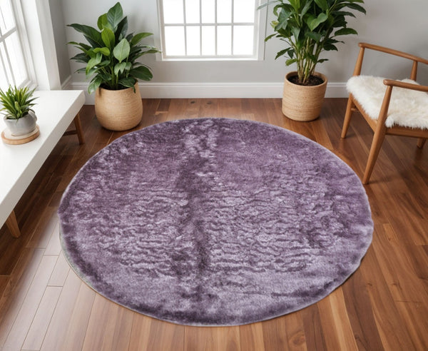 HomeRoots 4' Handmade Pink Shag Area Rug - Plush Retro Design for Cozy Comfort in Any Room Decor Style 8' Round 511001
